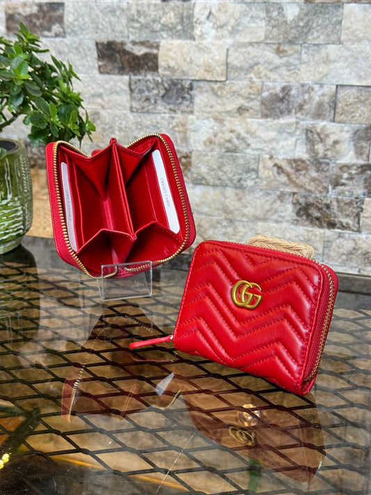 GG - Leather Mini Zippy Wallet (Red)
