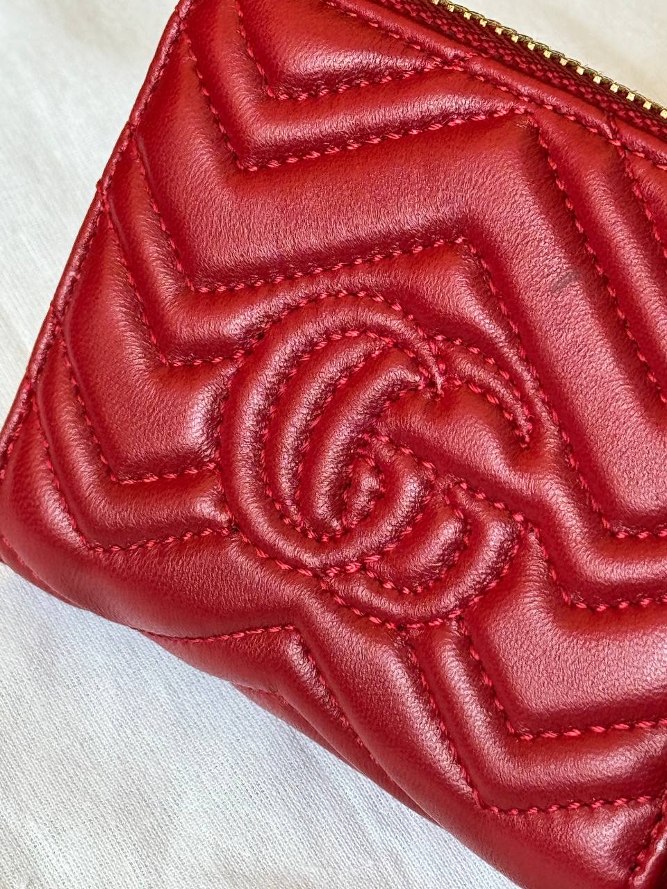 GG - Leather Mini Zippy Wallet (Red)