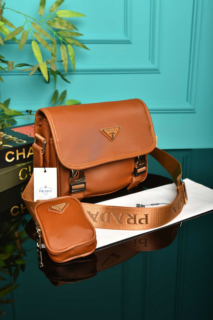 PRD - Nylon and Saffiano Leather Bag with Strap